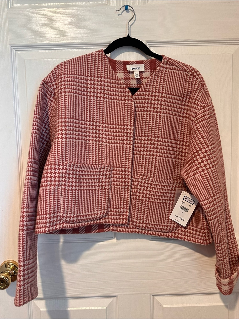 NWT Splendid COLLECTION Rose Plaid Cropped Blazer